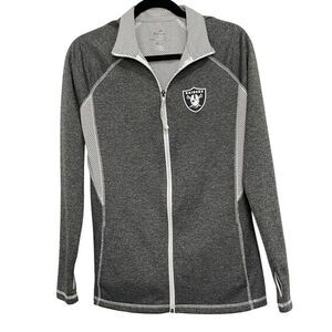 Majestic Raiders NFL Football‎ Womens Size L 1/4 Zip Jacket Cool Mesh Accent
